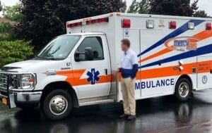 Ambulance Red LED Warning Lightbar, AW-4500Plus Aegiswarn LED lightbar installed on emergency ambulance real picture