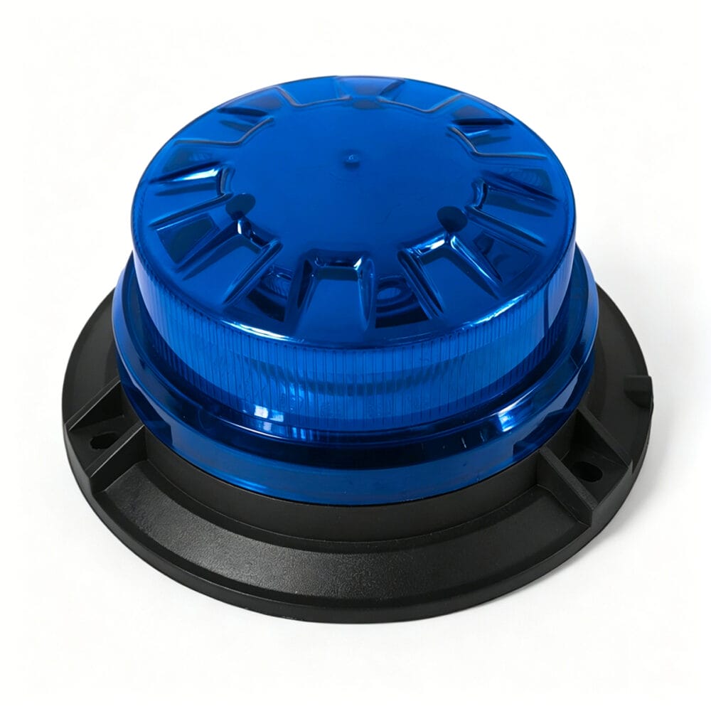 Blue LED Mini Beacon Warning Light, Complete unit standard white background main product AW-BL35 Aegiswarn