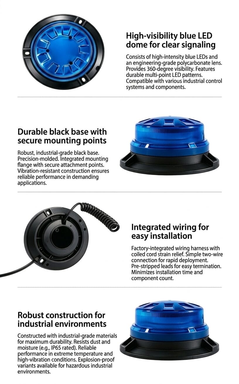 Blue LED Mini Beacon Warning Light, AW-BL35 Aegiswarn beacon light parameter introduction spec sheet image