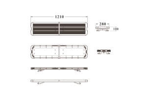 Red Blue LED Emergency Warning Lightbar, AW-815L Aegiswarn light bar dimension specification technical drawing