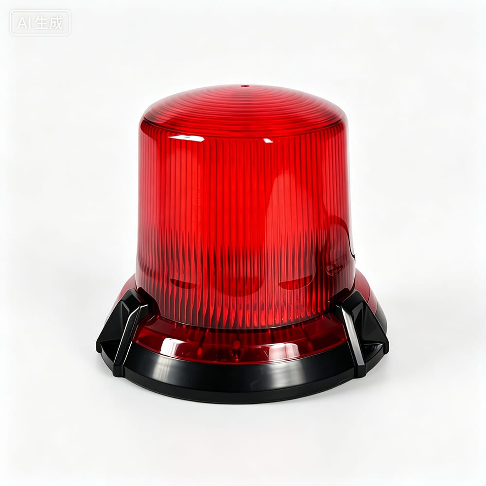 Round LED Low Profile Beacon Warning Light, Red white background front main official product image AW-BL37 Aegiswarn