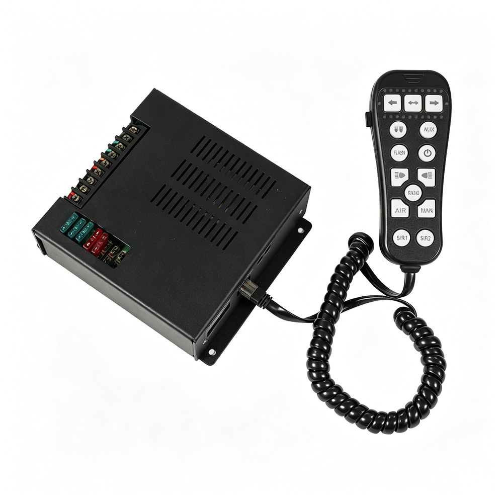 emergency vehicle sirens electronic siren amplifier AW-SR1 AegisWarn control box close up