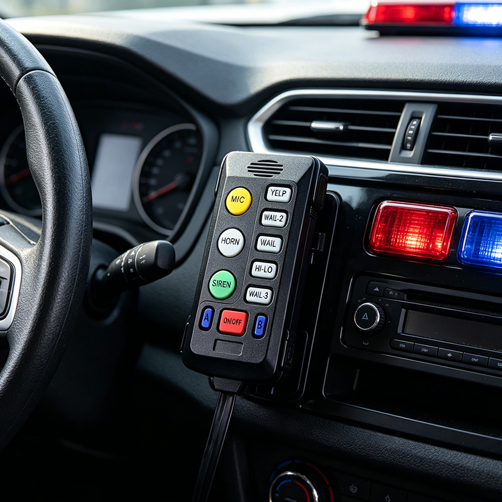 fire truck siren police car siren sound system AW-SR4 AegisWarn vehicle console cockpit installation