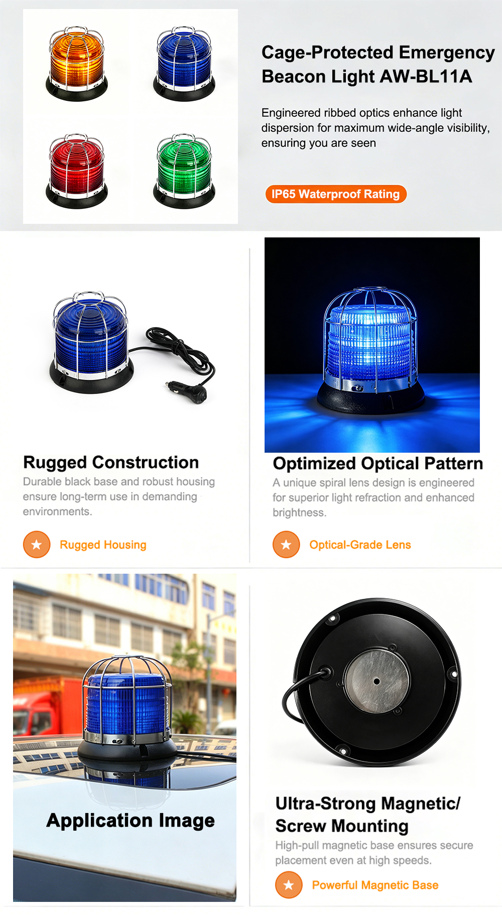 Industrial Beacon Light Cage-Protected Beacon Light AW-BL13A Aegiswarn 4 Images Template