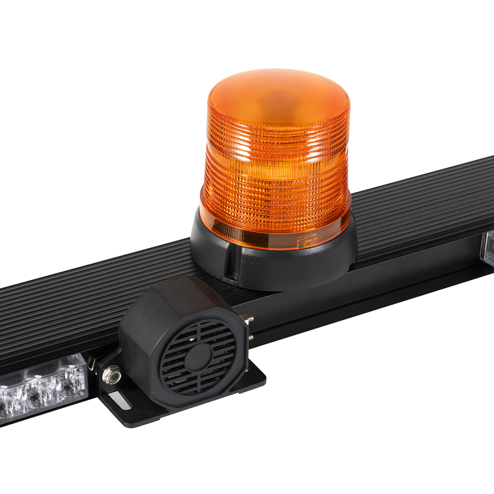 Mine Bar LED Rotating Beacon Light & Alarm Lightbar AW-1200L AegisWarn Rear Security Integrated Backup Siren Alarm Close Up