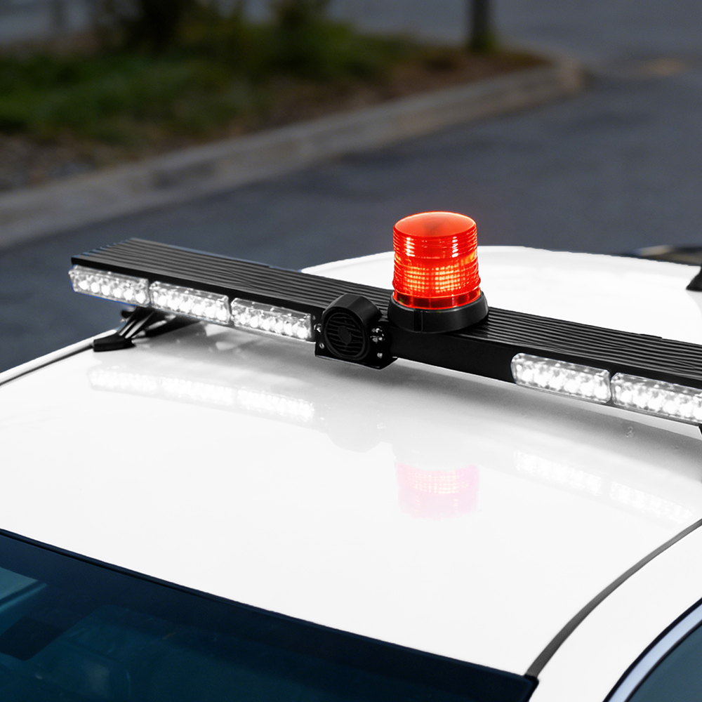 Mine Bar LED Rotating Beacon Light & Alarm Lightbar AW-1200L AegisWarn Real Vehicle Roof Mounted Field View