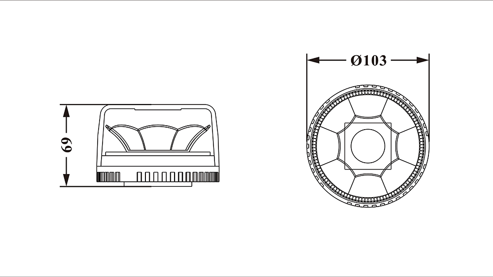 Mini Beacon Light Mini Emergency Beacon Light AW-BL23 Aegiswarn Technical Dimension Drawing