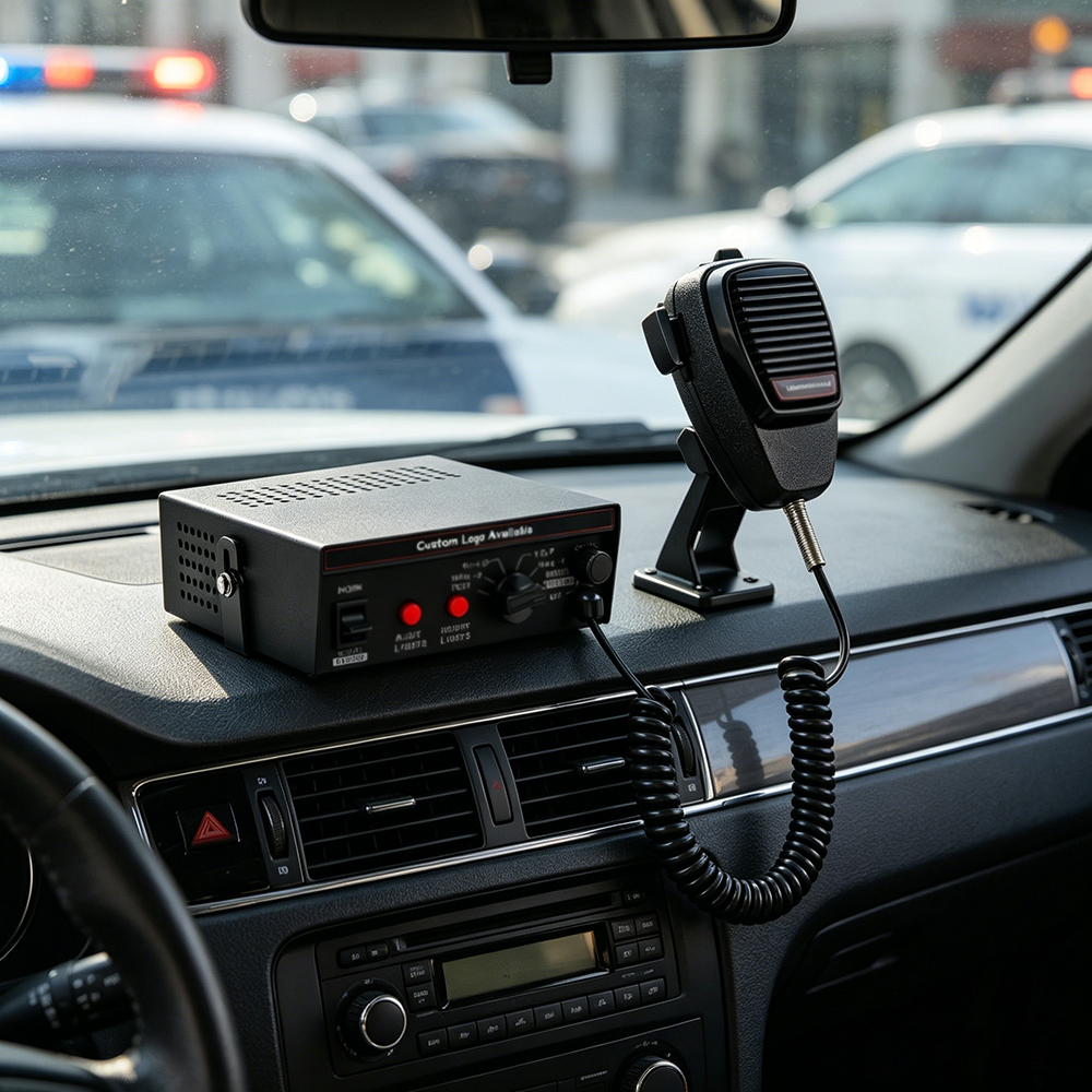 police siren aw-pa aegiswarn installed on emergency vehicle dashboard real car setup