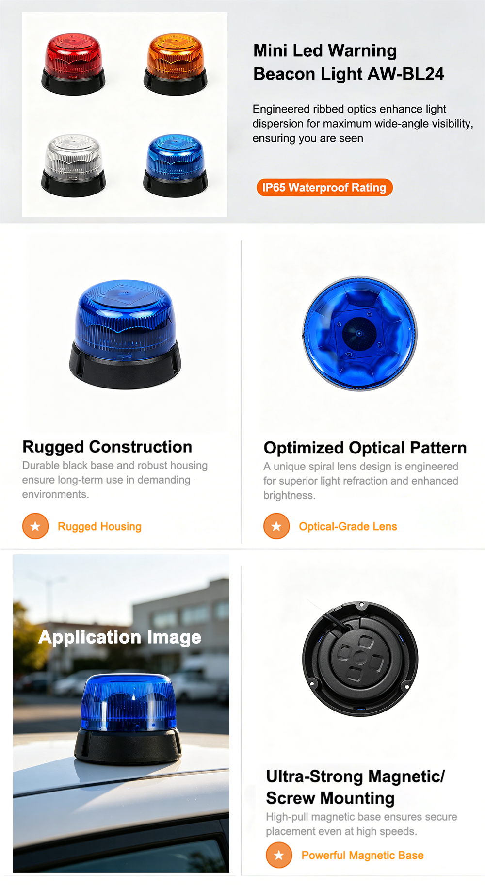 Roof Beacon Light Mini Beacon Light AW-BL24 Aegiswarn 4 Images Poster