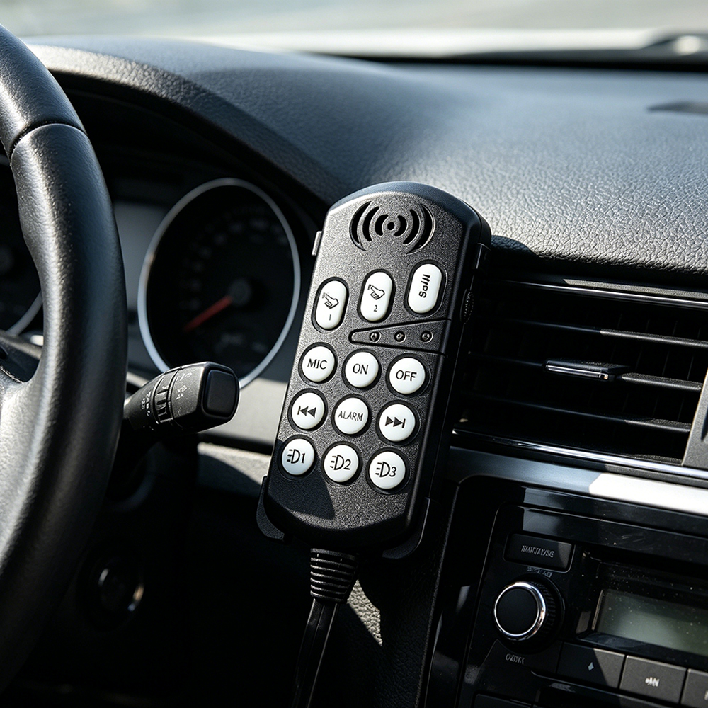 siren amplifier siren amplifier aw-sr8 aegiswarn ergonomic operating position installed on car dashboard