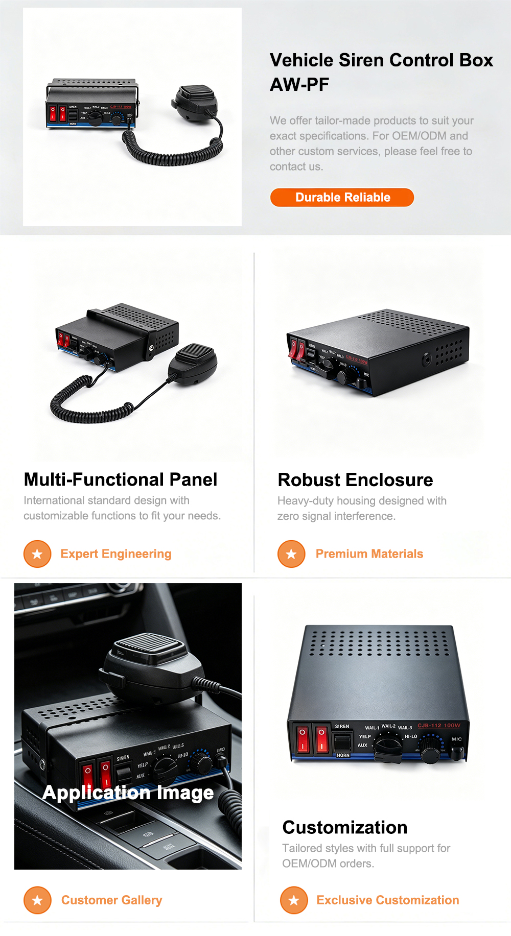 vehicle siren control box emergency vehicle switch box aw-pf aegiswarn full length web marketing infographic