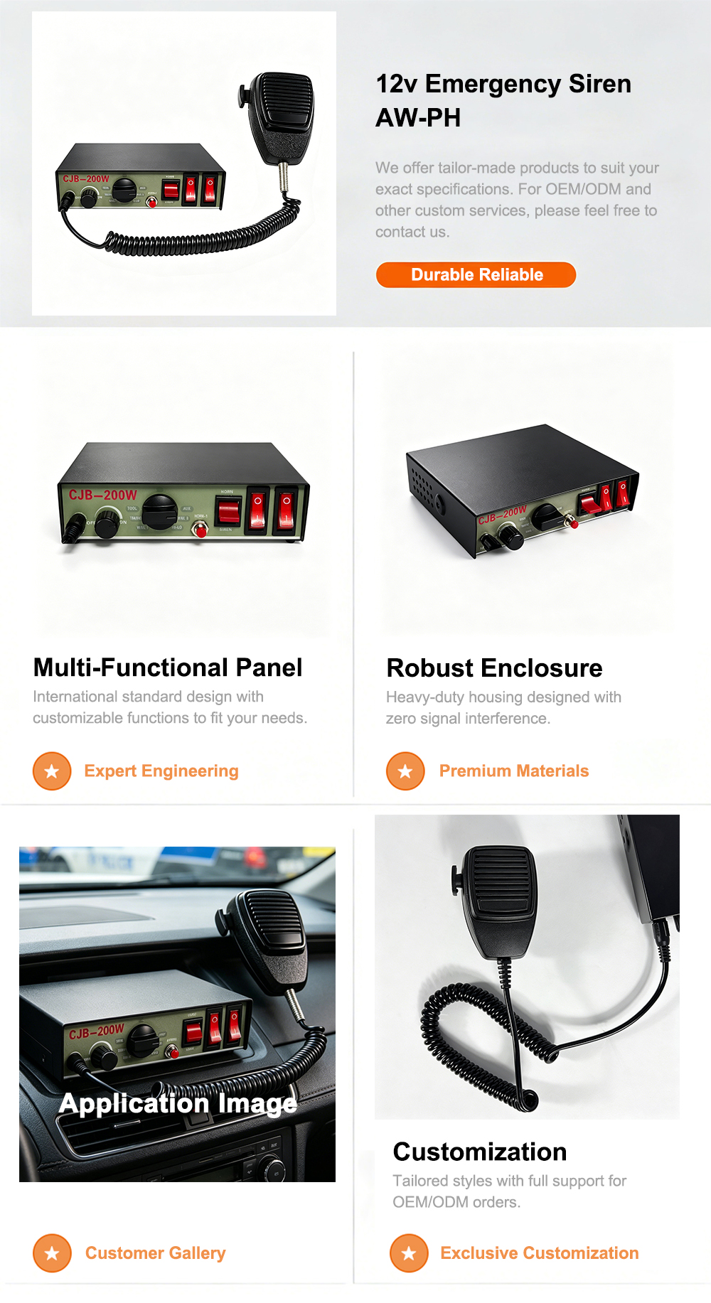 vehicular pa sound amplifier 12v emergency siren aw-ph aegiswarn e-commerce web sales catalog layout