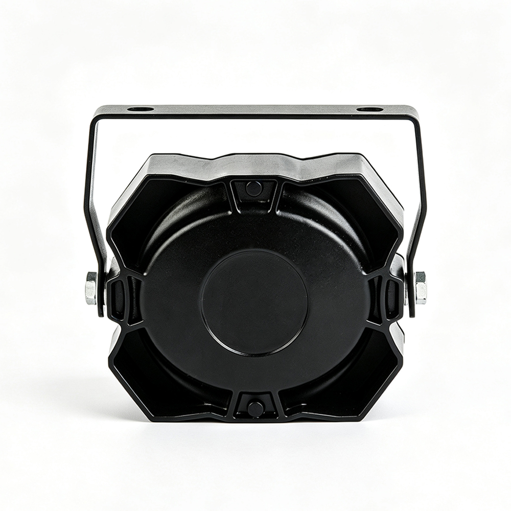 electronic siren speaker electronic siren speaker aw-sm Aegiswarn symmetrical front view octagonal heavy duty bell mouth