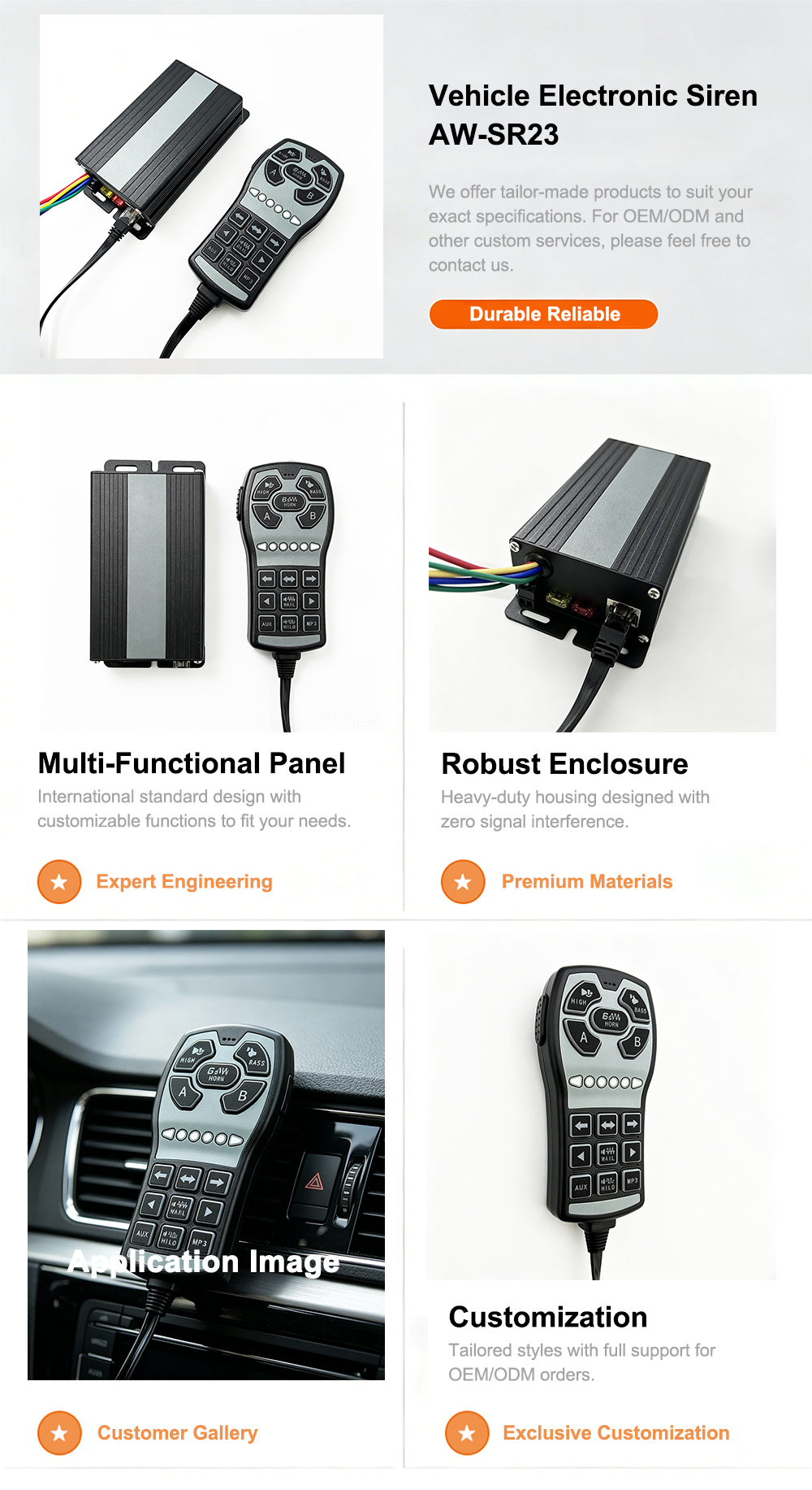Handheld siren controller product specification catalog AW-SR23 AegisWarn