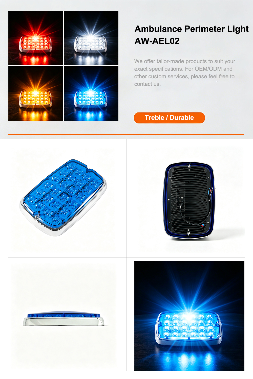 Ambulance Perimeter Light product specification detail page AW-AEL02 Aegiswarn