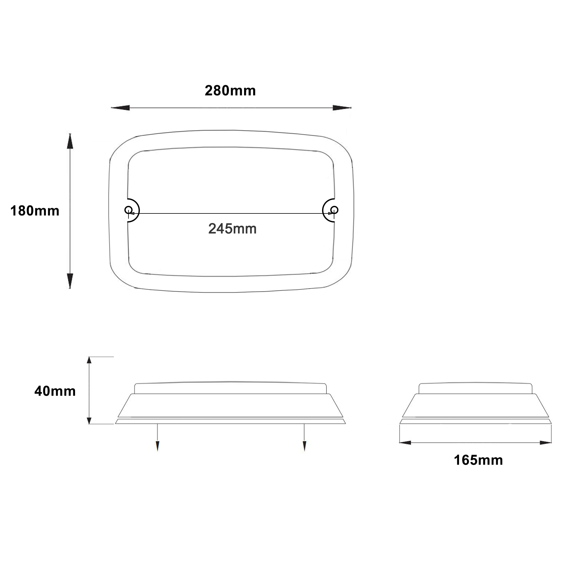 Ambulance Perimeter Light technical dimension drawing AW-AEL02 Aegiswarn