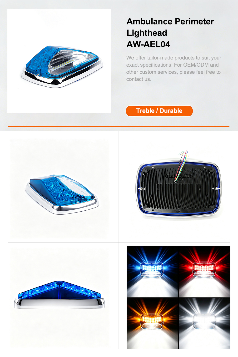 Ambulance Perimeter Lighthead product specification detail page AW-AEL04 Aegiswarn