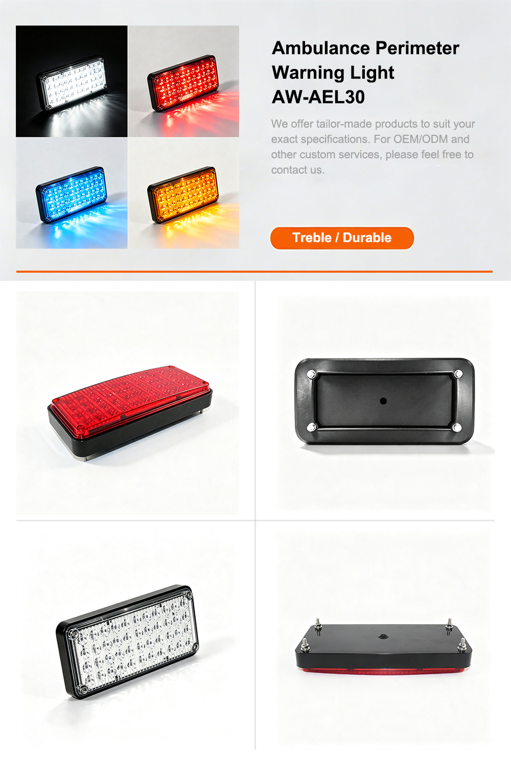 Ambulance Perimeter Warning Light Emergency Strobe Light Product Specification AW-AEL30 Aegiswarn