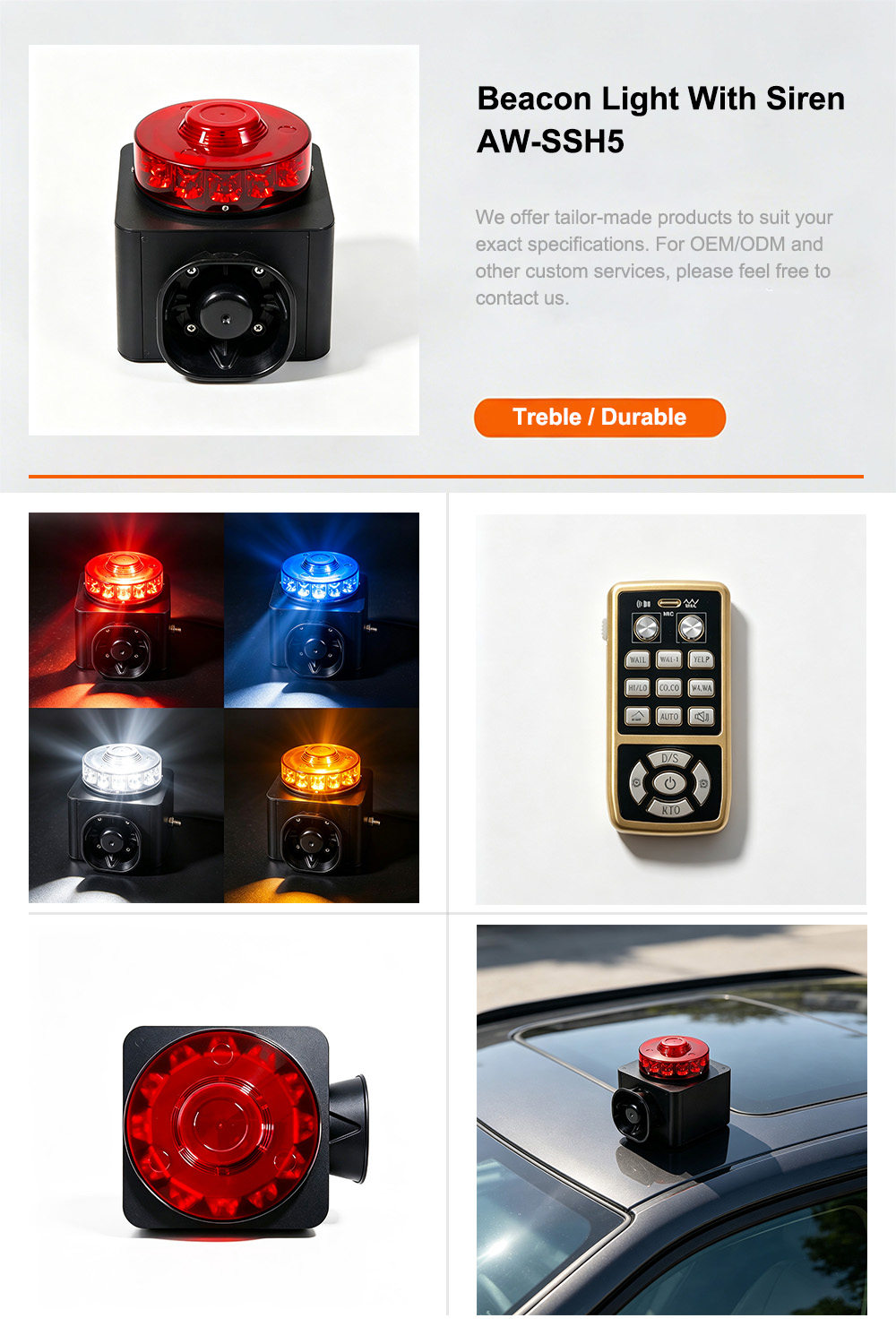 Beacon light with siren wireless warning system infographic AW-SSH5 Aegiswarn
