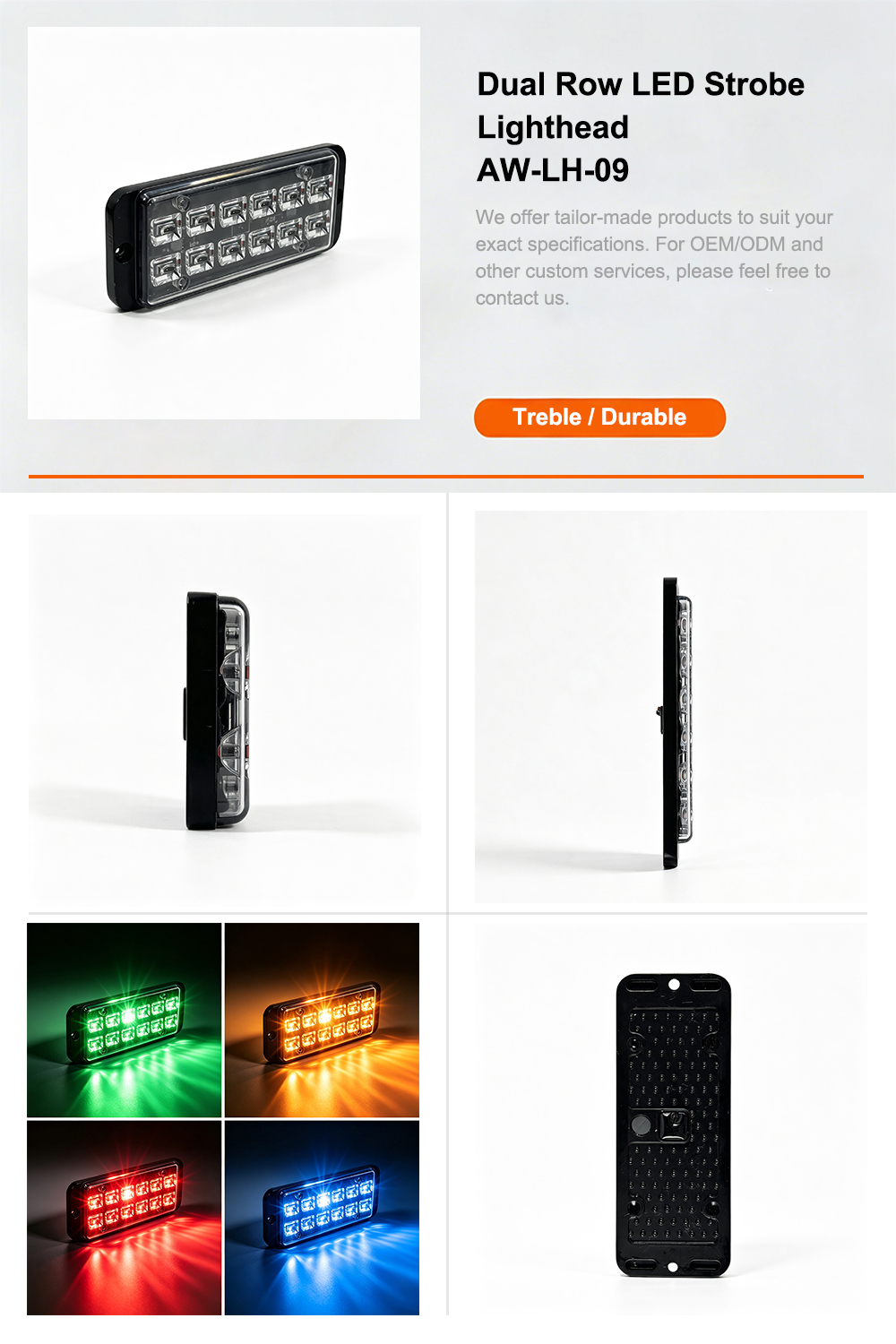 Dual Row LED Strobe Lighthead product summary overview flyer AW-LH09 Aegiswarn