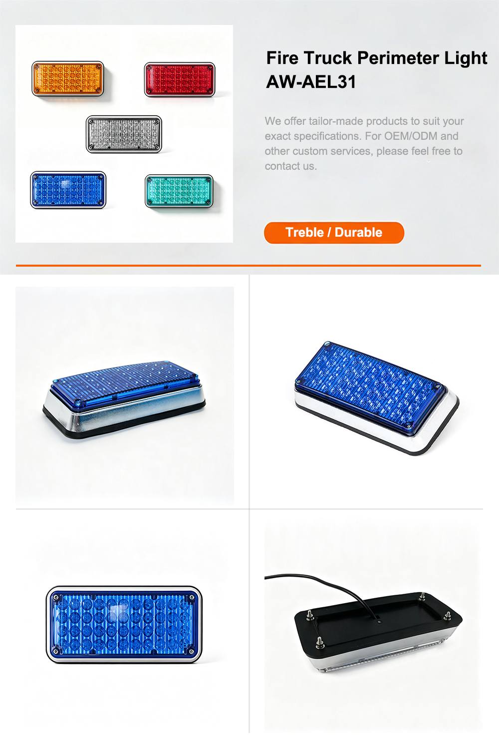 Fire Truck Perimeter Light Emergency LED Warning Flasher Full Specifications AW-AEL31 Aegiswarn