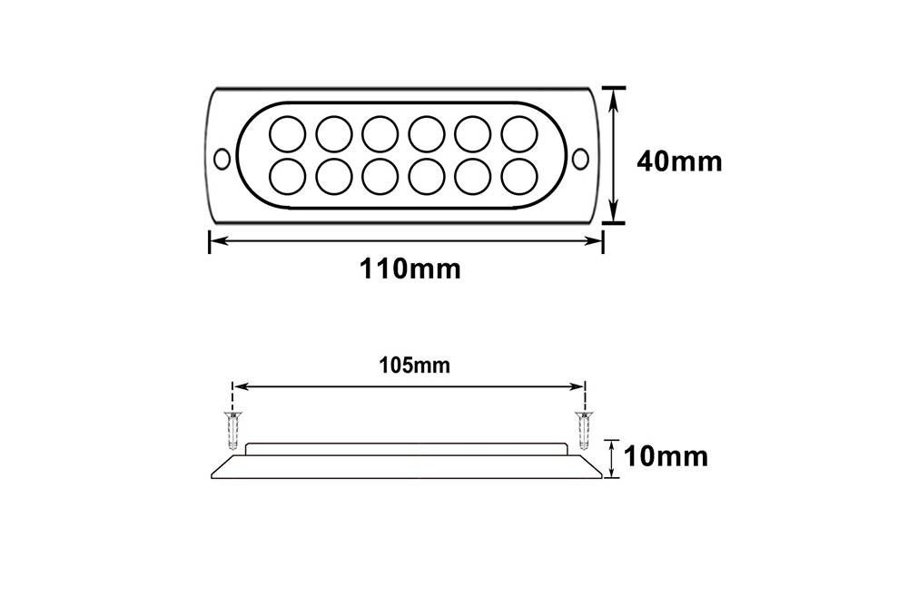 LED Warning Lighthead engineering blueprint dimensions AW-LH10C Aegiswarn