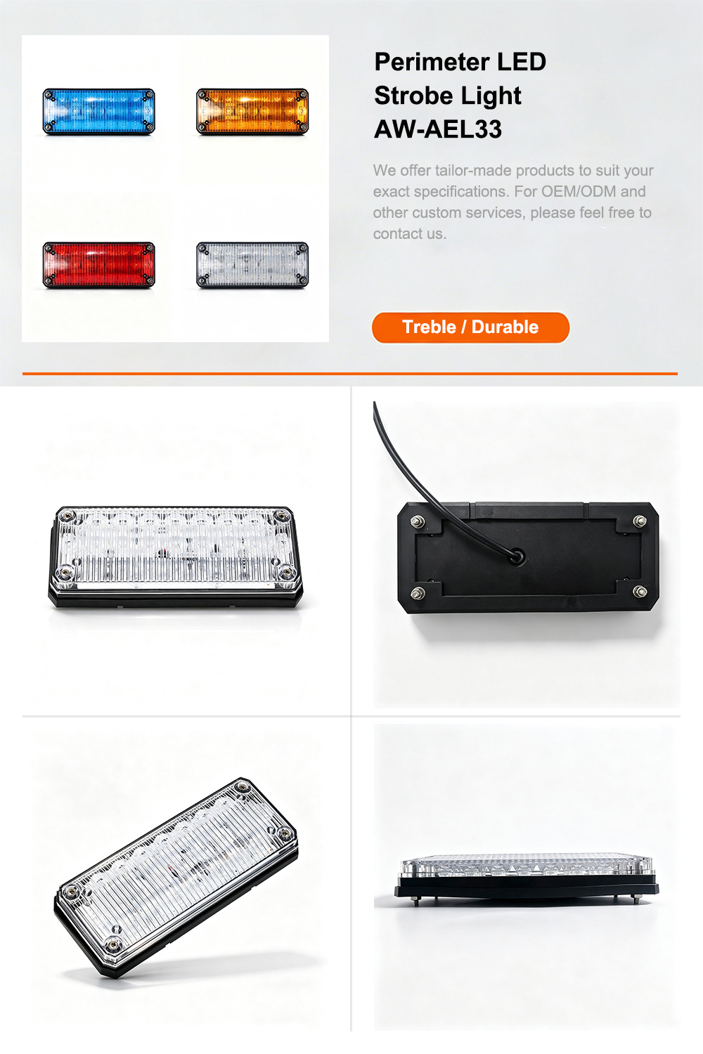 Perimeter LED Strobe Light Emergency Vehicle Warning Light Specification AW-AEL33 Aegiswarn