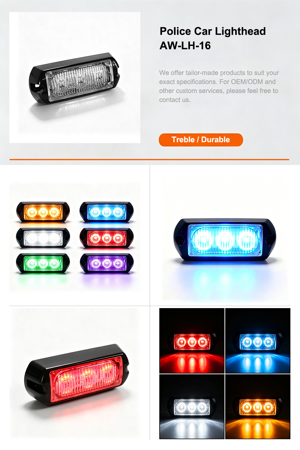 Police Car Lighthead Product Detail Page AW-LH016 Aegiswarn