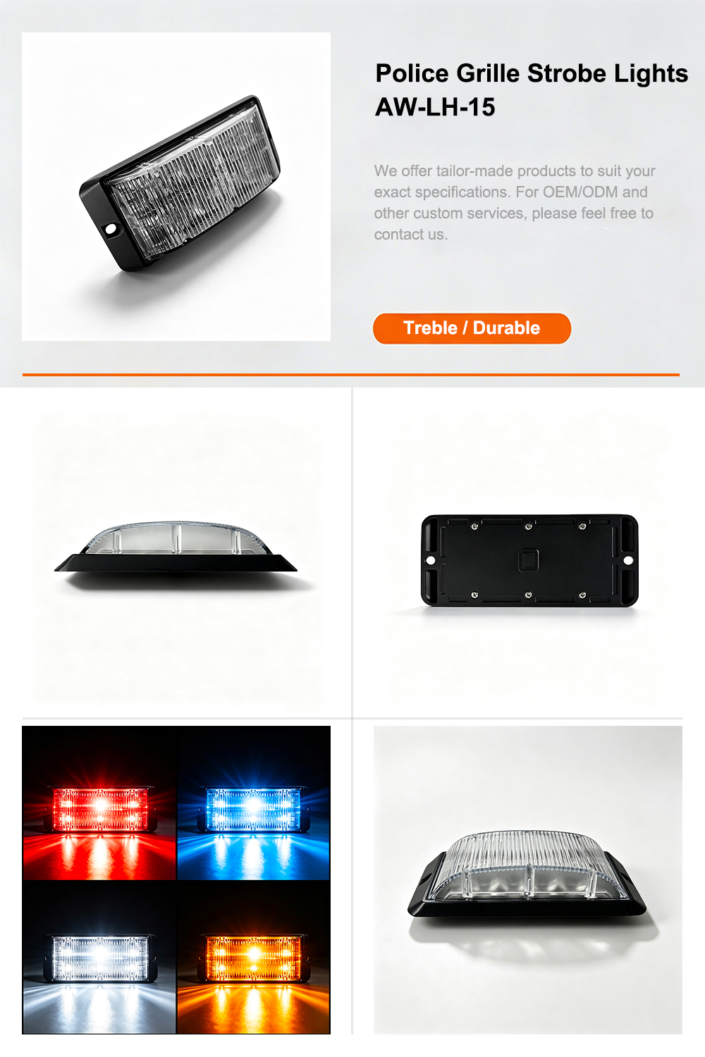 Police Grille Strobe Light Product Detail Page AW-LH015 Aegiswarn