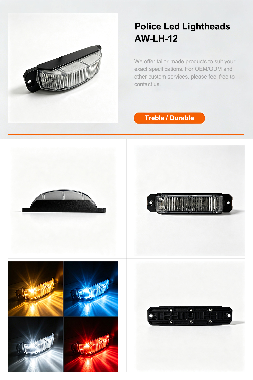 Police Led Lightheads Detail Product Page AW-LH012 Aegiswarn