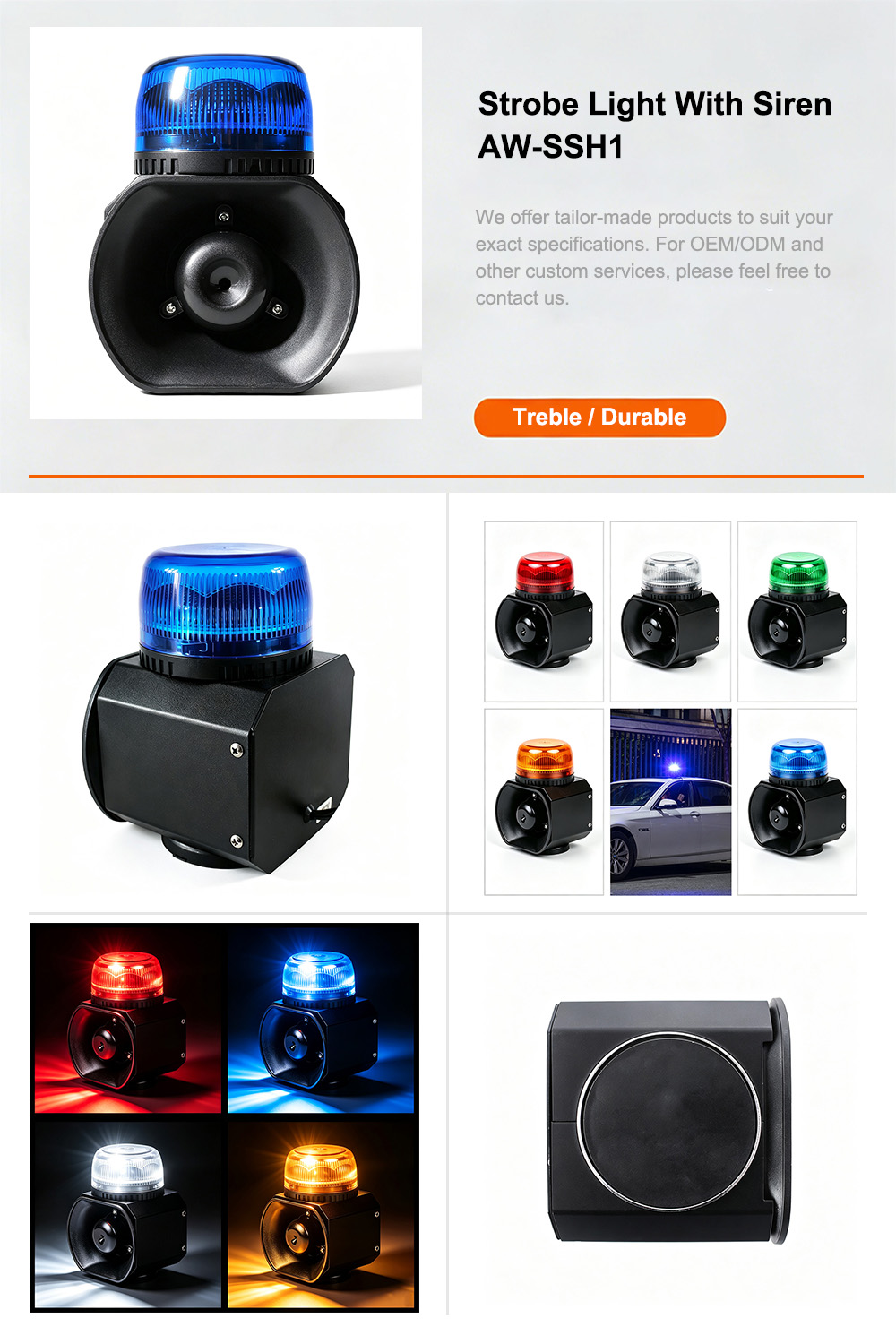 Strobe Light with Siren Integrated Alarm Light System AW-SSH1 Aegiswarn