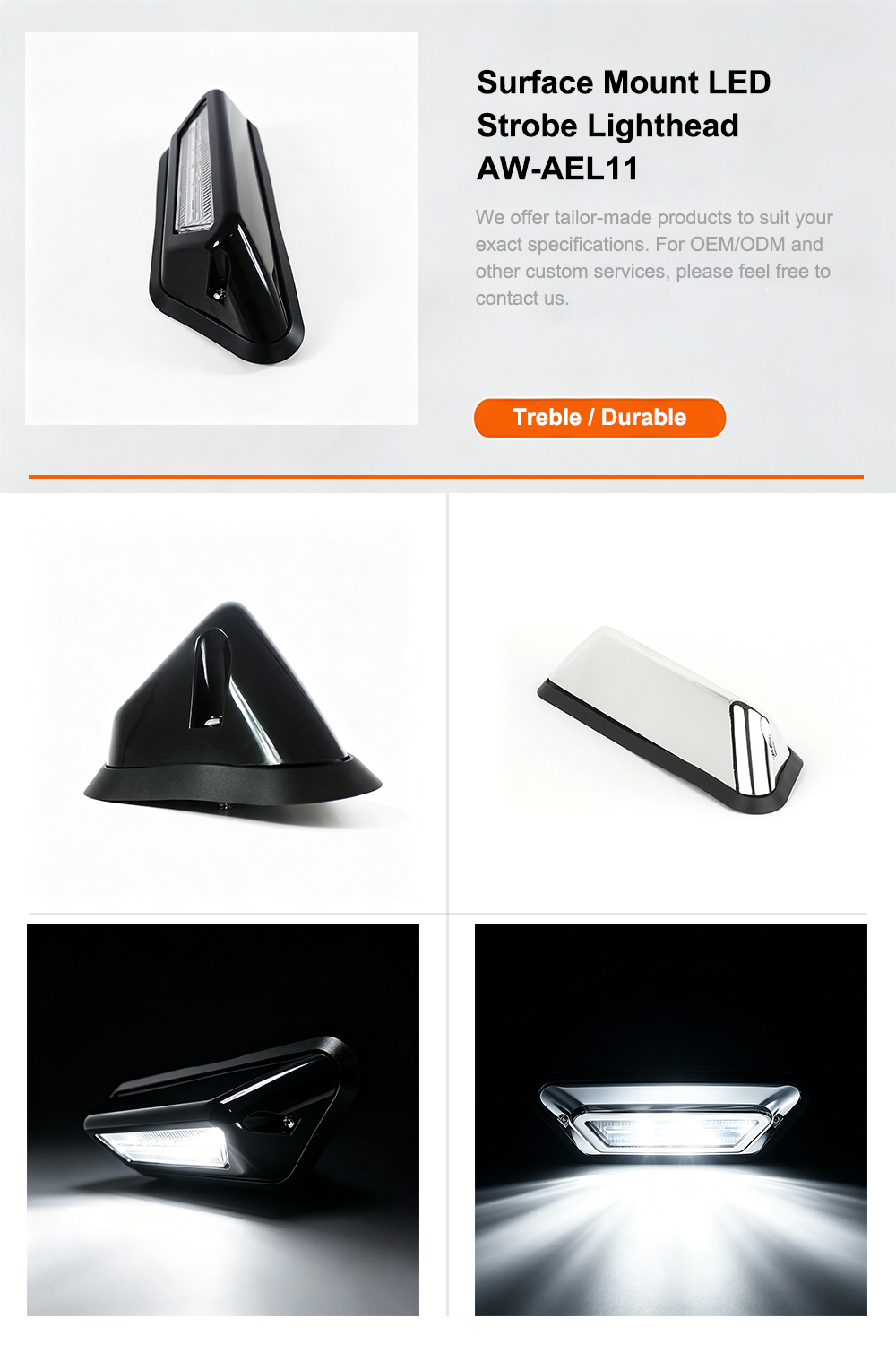 Surface Mount LED strobe lighthead product specification detail page AW-AEL11 Aegiswarn