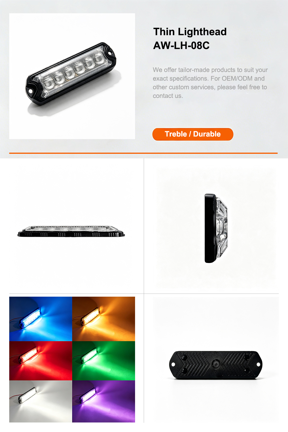 Thin lighthead product specification flyer AW-LH08C AegisWarn