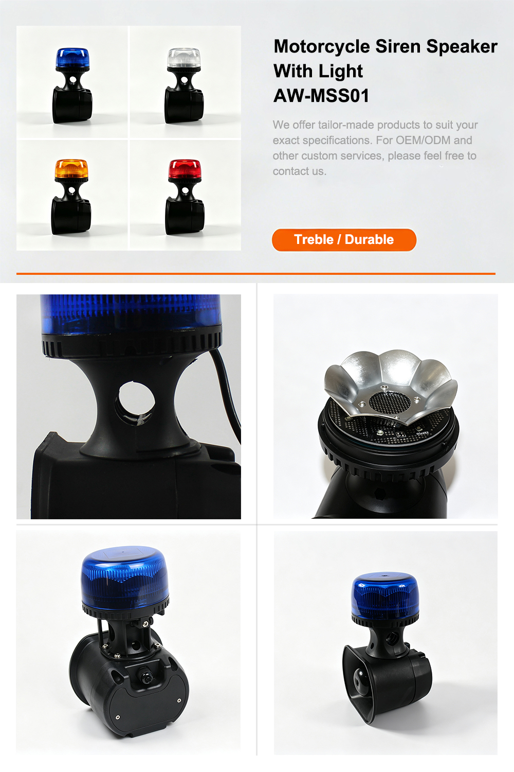 Integrated Motorcycle Siren Light Product Specification AW-MSS01 Aegiswarn