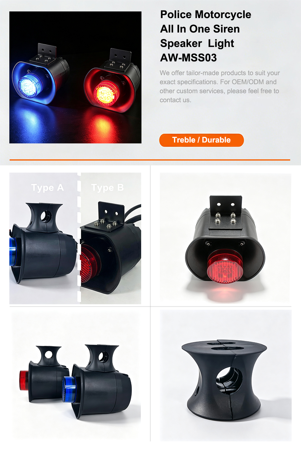 Motorcycle Light with Siren Speaker Poster Sheet AW-MSS03 Aegiswarn