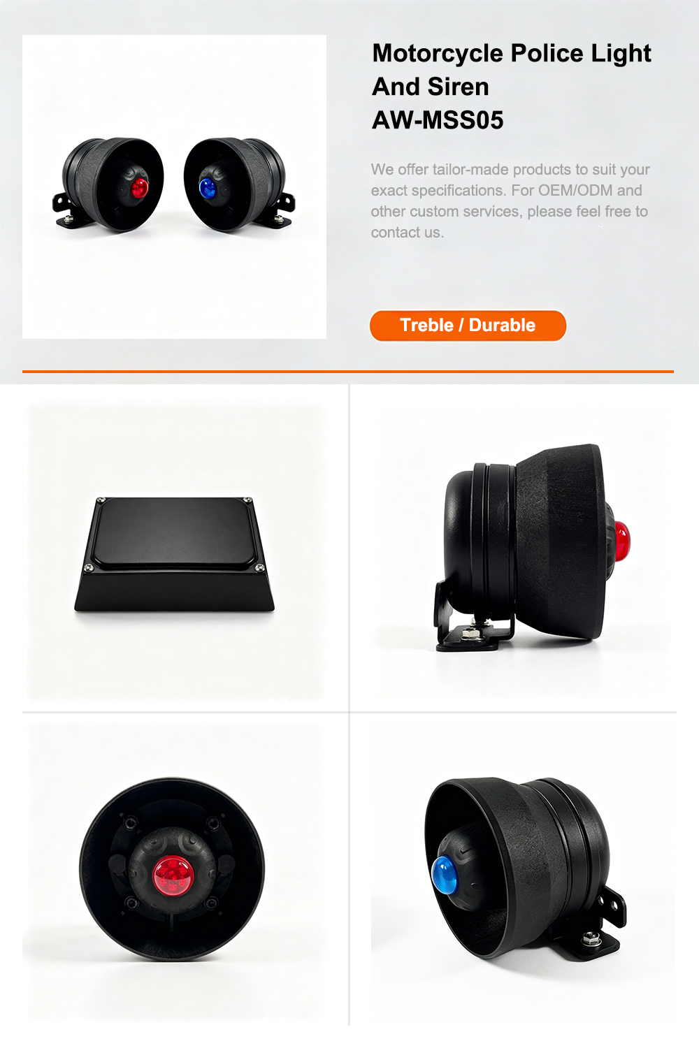 motorcycle police light and siren detail page presentation AW-MSS05 aegiswarn