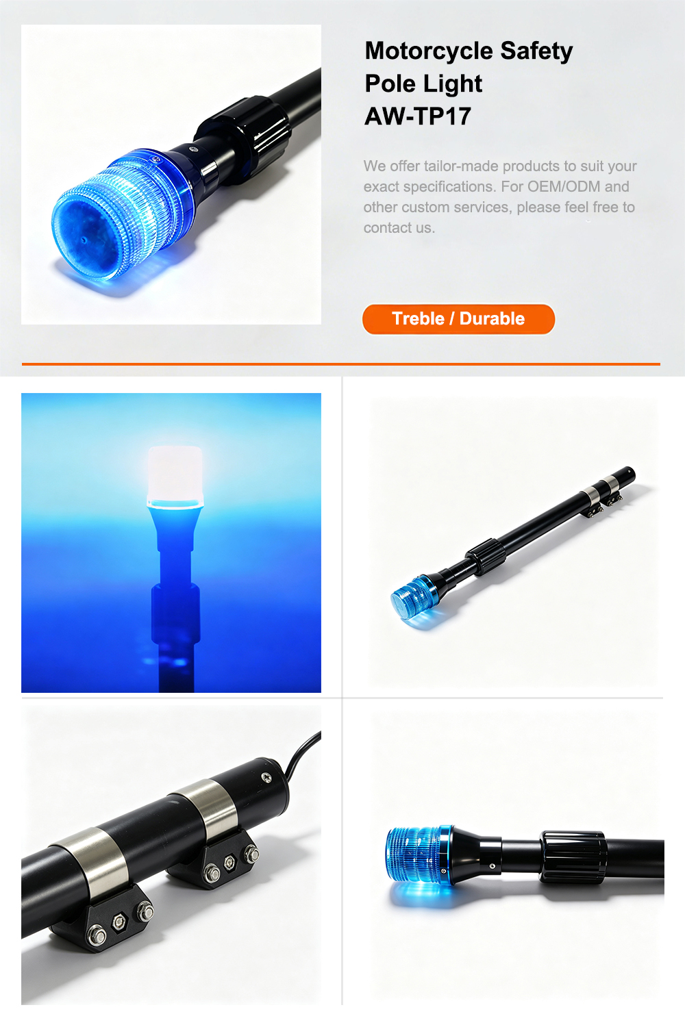 Motorcycle Safety Pole Light Feature Specification AW-TP17 Aegiswarn