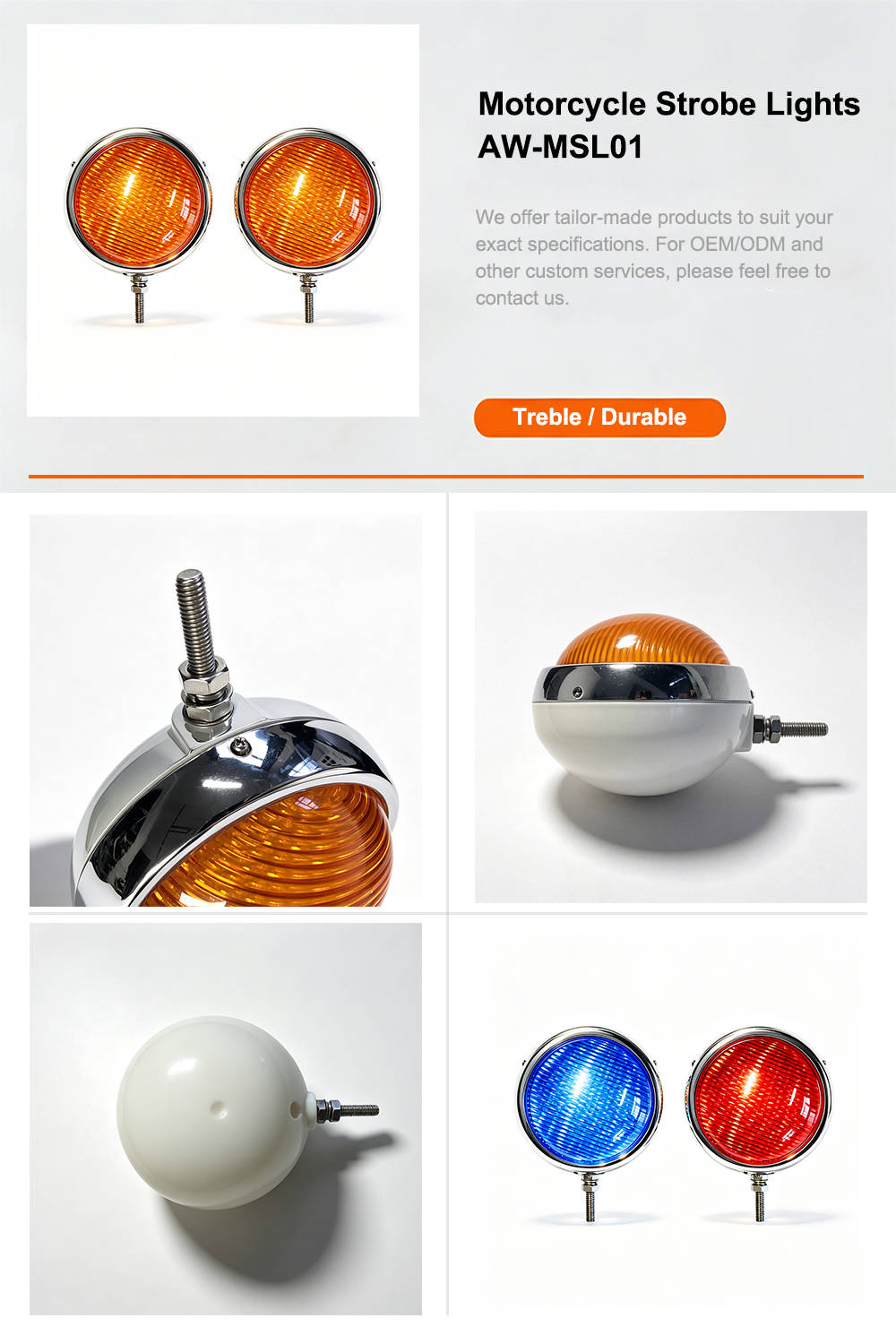 Motorcycle Strobe Lights Product Specification Details AW-MSL01 Aegiswarn