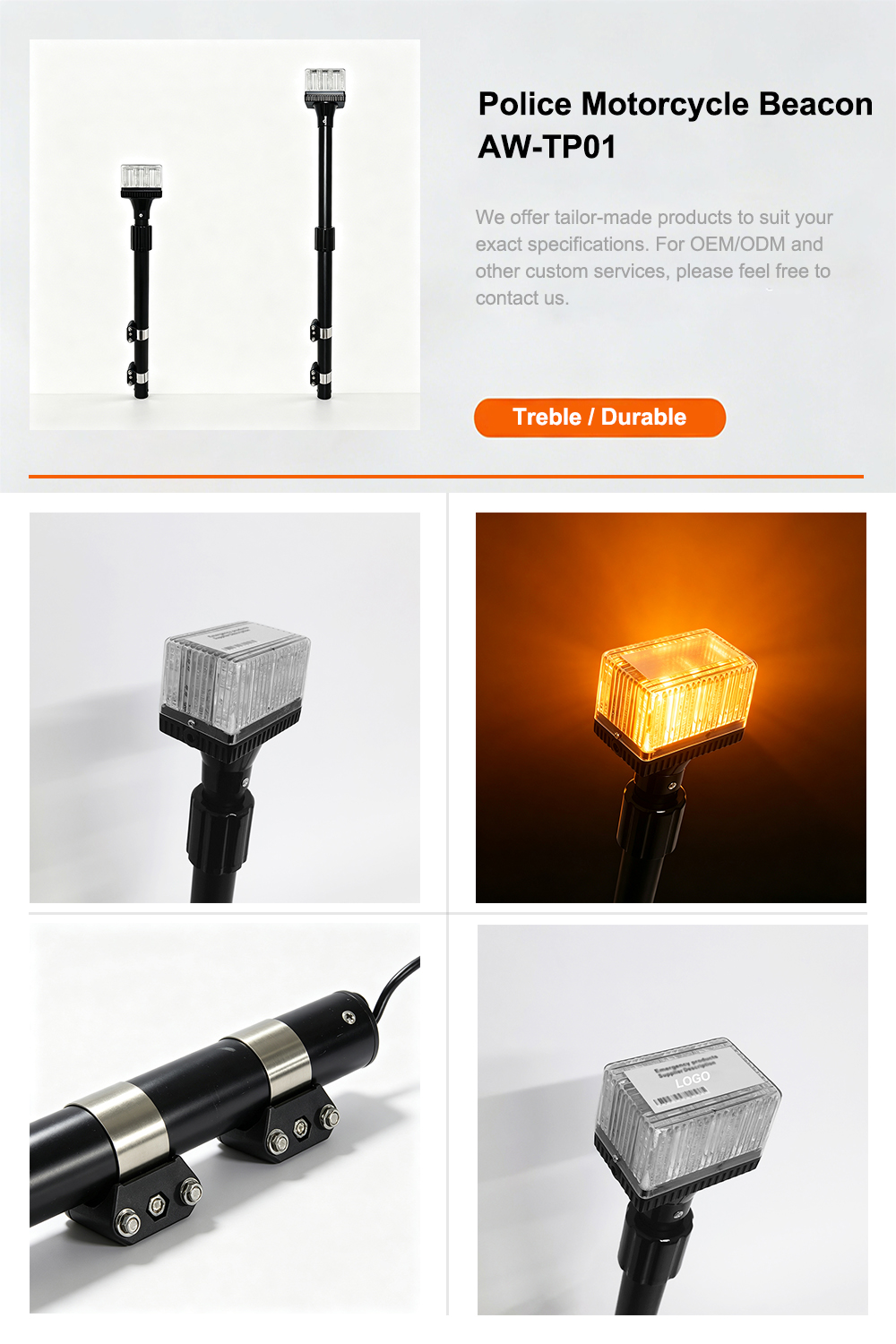 Police Motorcycle Beacon Detailed Product Catalog AW-TP01 Aegiswarn
