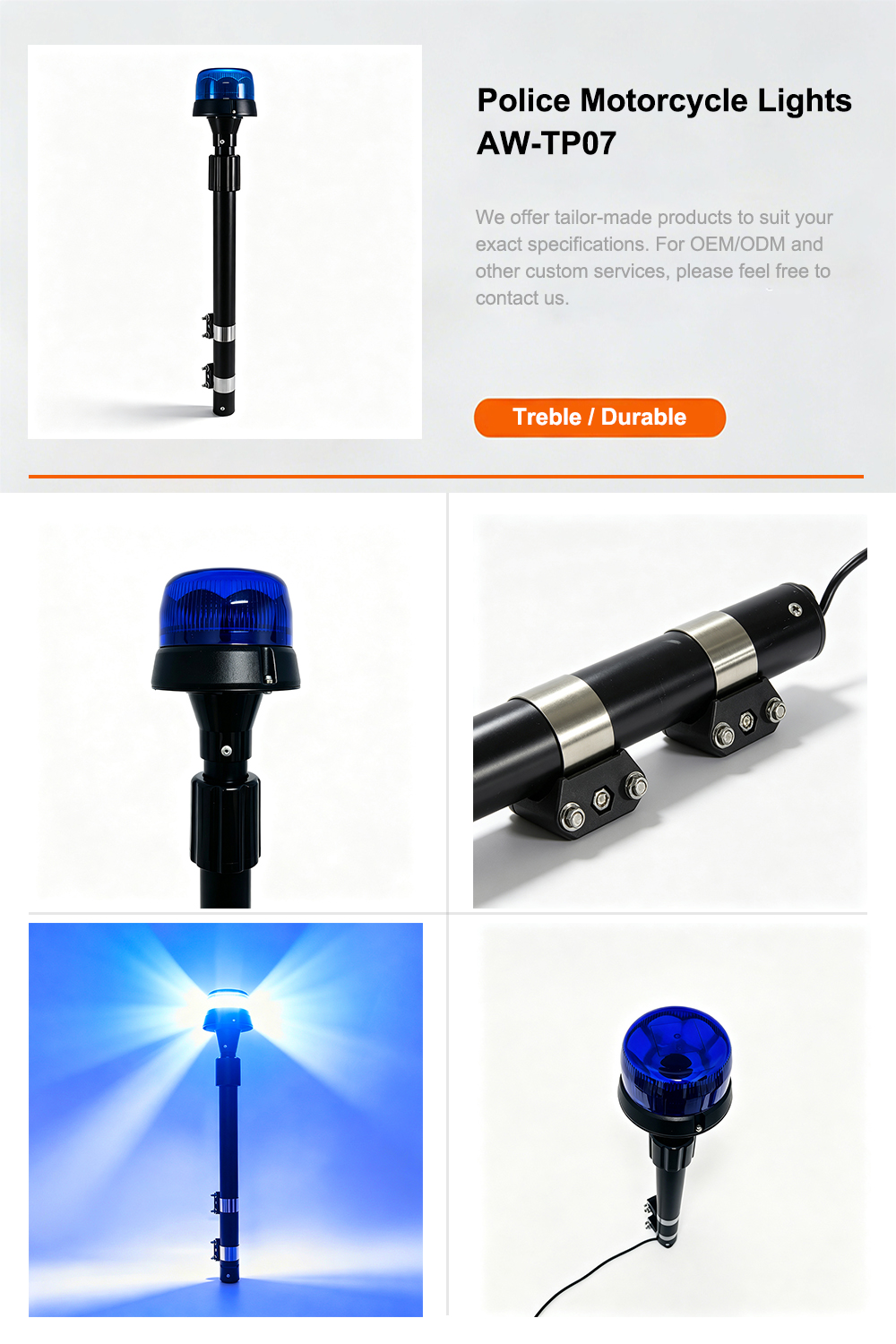 Police Motorcycle Lights Product Brochure Sheet AW-TP07 Aegiswarn