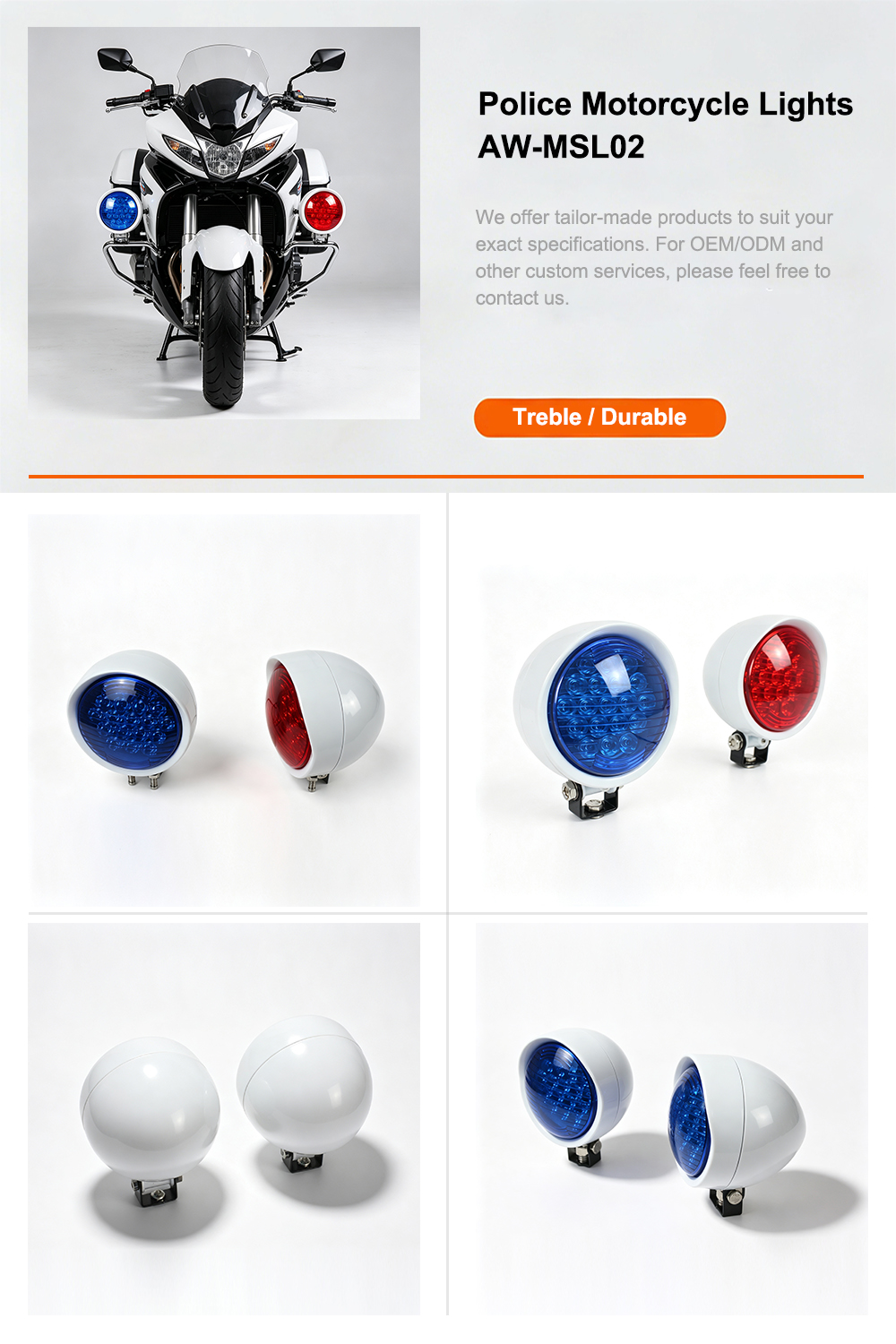 Police Motorcycle Lights Product Specification Graphic AW-MSL02 Aegiswarn