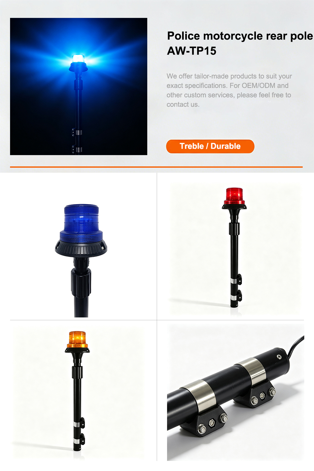 Police Motorcycle Rear Pole Light Feature Poster AW-TP15 Aegiswarn