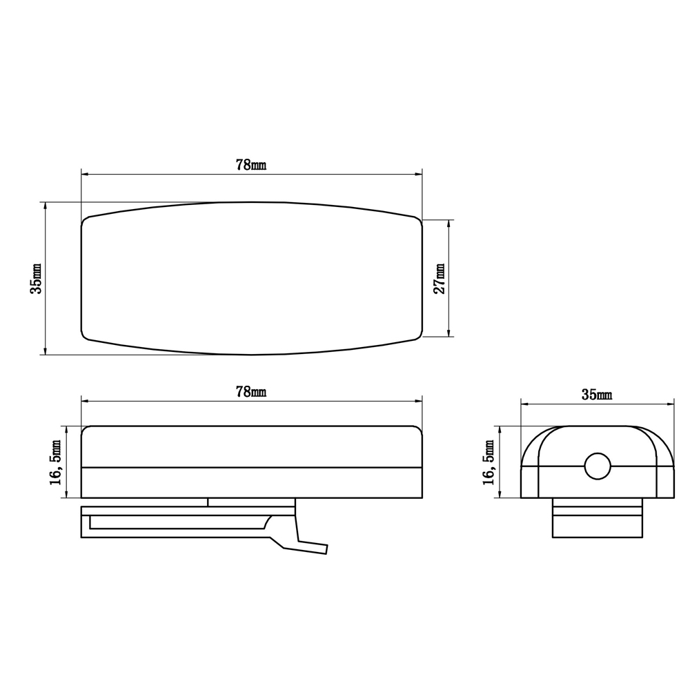 police shoulder light technical dimension drawing AW-SD02 aegiswarn