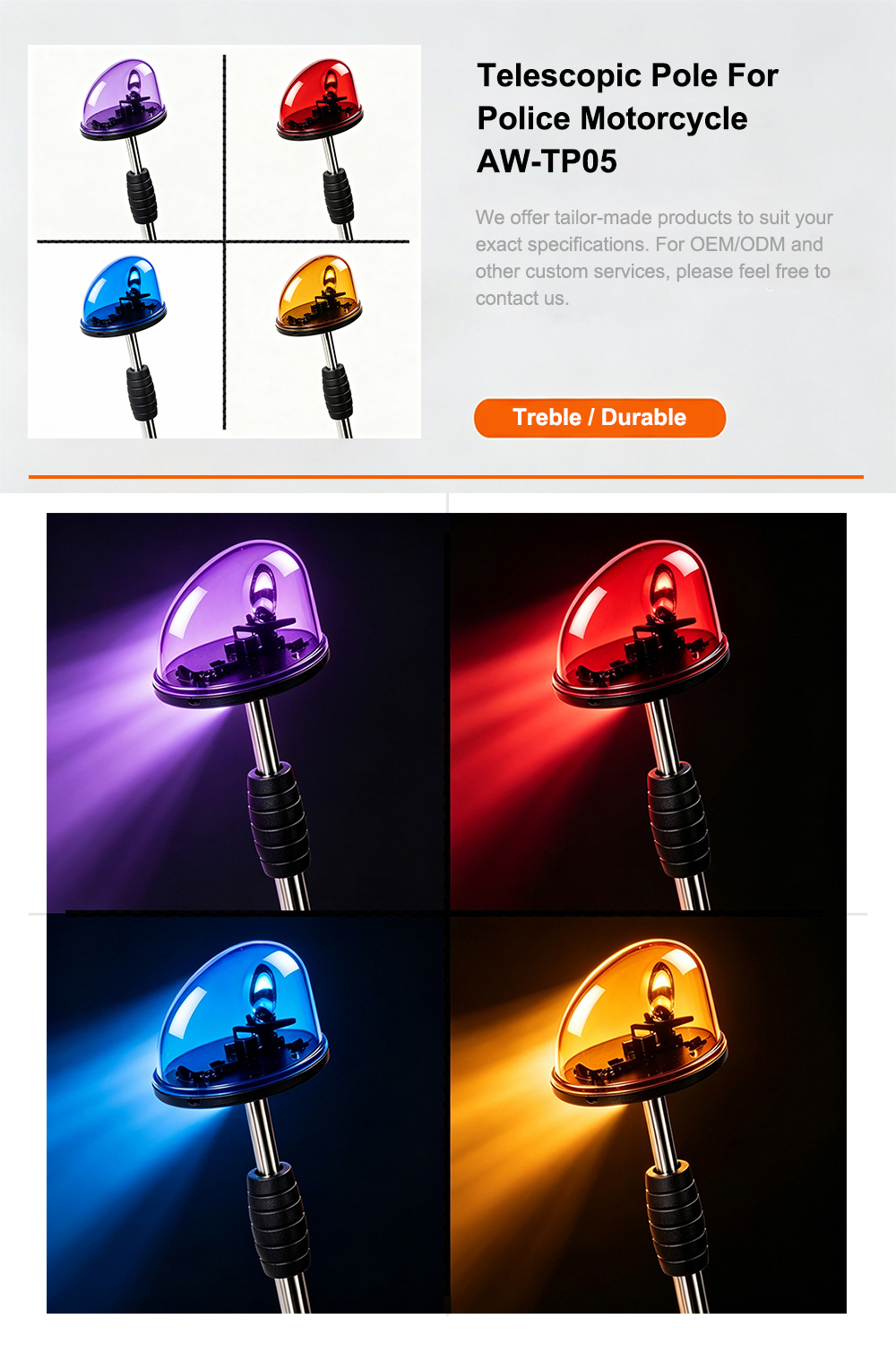 Telescopic Pole for Police Motorcycle Product Brochure Catalog AW-TP05 Aegiswarn