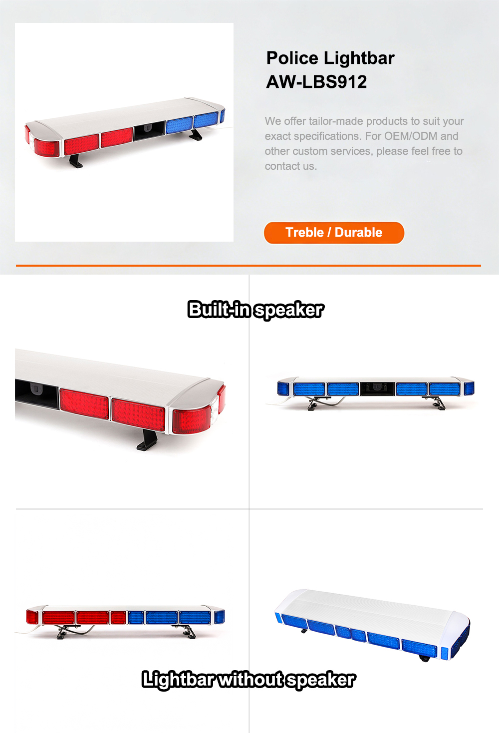 Emergency Light Bar Emergency Warning Lightbar Speaker Details Banner AW-LB912 Aegiswarn