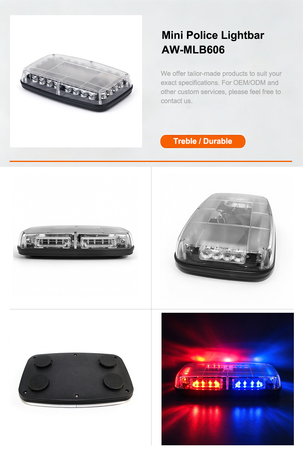 Magnetic Mini Lightbar Police Warning Light Product Details Banner AW-MLB606 Aegiswarn