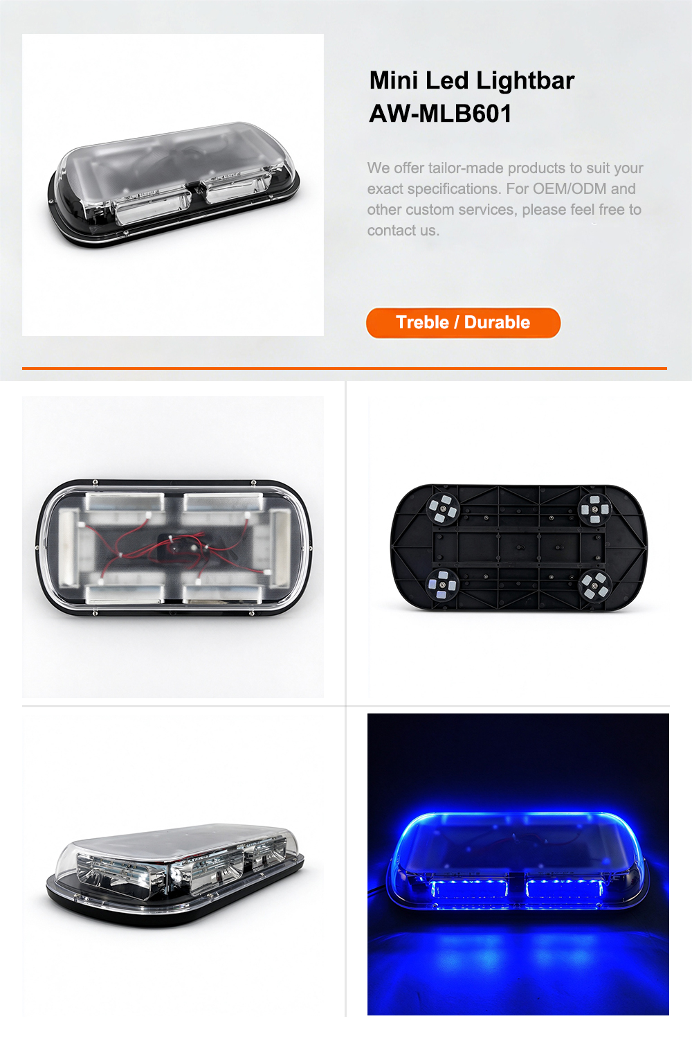 Mini Led Lightbar Construction Vehicle Warning Light Product Details Banner AW-MLB601 Aegiswarn