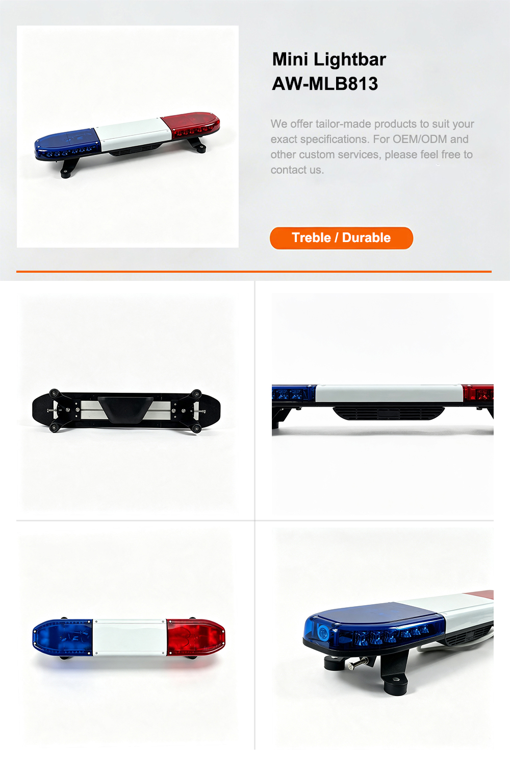 Mini Lightbar Warning Light Bar Product Details Specification AW-MLB813 Aegiswarn
